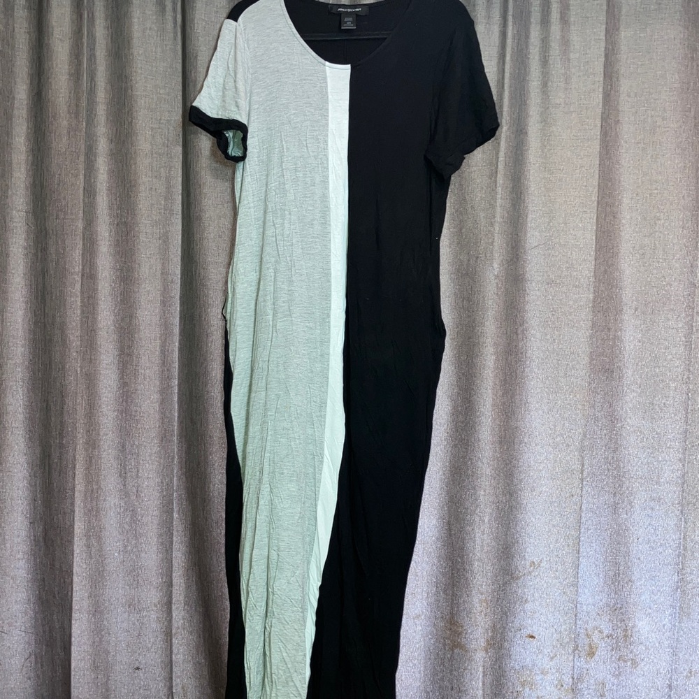 Ashley Stewart Black and Gray Maxi Dress